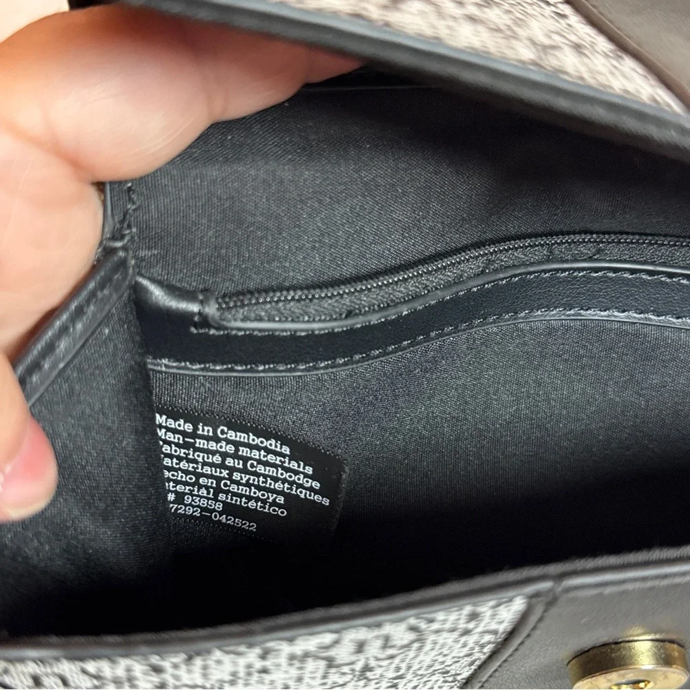 Nanette Laporte Black &‎ Gray Pattern Crossbody Purse W/ Fold Over Snap Closure